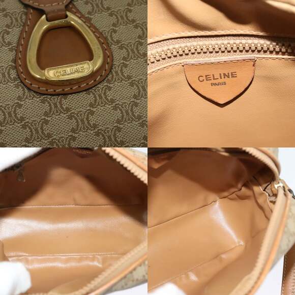 CELINE Macadam Canvas Shoulder Bag Pvc Beige Gold - Picture 11 of 12